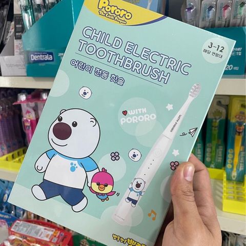 Bàn chải điện sóng âm cho bé Pororo Kids Hàn Quốc loại bỏ mảng bám trên răng hiệu quả