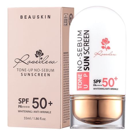 Kem chống nắng nâng tone kiềm dầu Beauskin Rose Dew Tone Up No-Sebum Sunscreen Hàn Quốc - 50ml