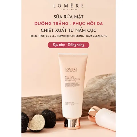 Sữa Rửa Mặt Lomere Nấm Cục Làm Sạch Sâu Lỗ Chân Lông, Dưỡng Trắng An Toàn Dịu Nhẹ Prime Truffle Cell 150ml