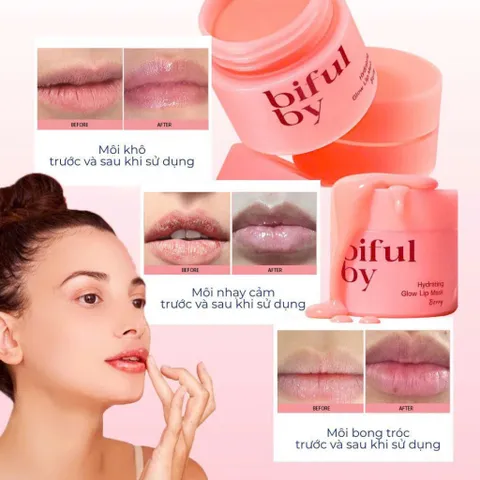 Mặt nạ ủ môi Biful by Hydrating Glow Lip Mask giúp môi căng mọng, chống nhăn thâm môi Hàn Quốc 10ml