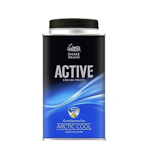 Phấn lạnh, Phấn Bột Cho Nam Snake Brand Active Power Giúp Khô Thoáng, Khử Mùi Mát Lạnh 140g