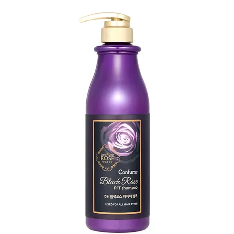 Dầu gội xả thảo dược hoa hồng đen giúp tóc mềm mượt, bồng bềnh Welcos Confume Black Rose PPT Hàn Quốc 750ml