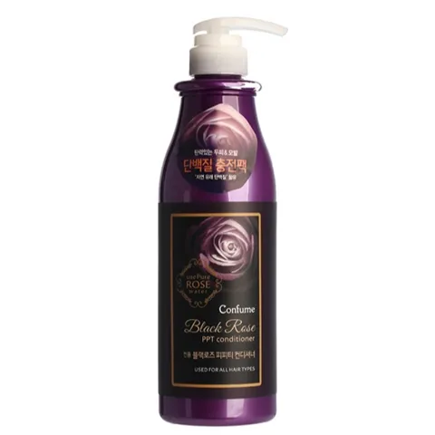 Dầu gội xả thảo dược hoa hồng đen giúp tóc mềm mượt, bồng bềnh Welcos Confume Black Rose PPT Hàn Quốc 750ml