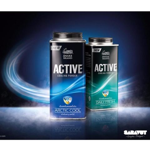 Phấn lạnh, Phấn Bột Cho Nam Snake Brand Active Power Giúp Khô Thoáng, Khử Mùi Mát Lạnh 140g