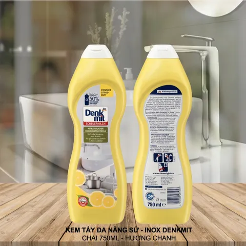 Kem tẩy nhà bếp đa năng Denkmit Schuermilch Đức 750ml dùng cho inox, sứ nhà bếp, nhà tắm