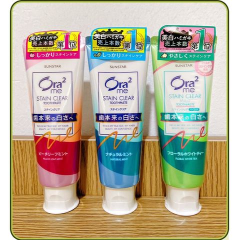 Kem đánh răng Ora2 me Stain Clear răng trắng bóng, hơi thở thơm mát / ngừa sâu răng Nhật Bản 140g