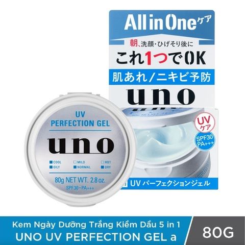 Kem dưỡng da nam Dạng gel Dưỡng trắng Kiềm dầu 5 trong 1 UNO UV Perfection Gel 80g