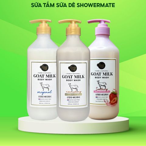 Sữa tắm sữa dê Shower Mate Goat Milk Hàn Quốc dưỡng ẩm, dưỡng trắng kháng khuẩn 800ml
