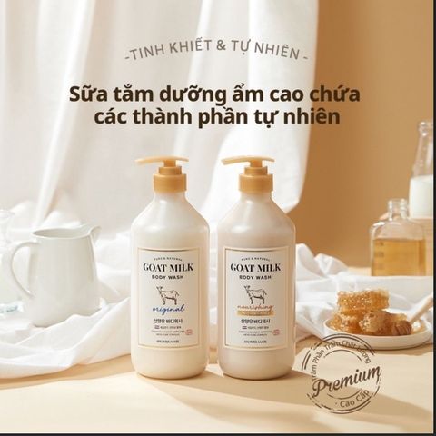 Sữa tắm sữa dê Shower Mate Goat Milk Hàn Quốc dưỡng ẩm, dưỡng trắng kháng khuẩn 800ml