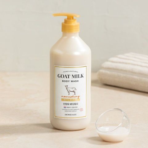 Sữa tắm sữa dê Shower Mate Goat Milk Hàn Quốc dưỡng ẩm, dưỡng trắng kháng khuẩn 800ml