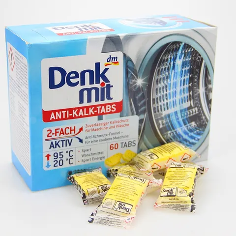 Hộp 60 viên khử mùi hôi, làm sạch lồng máy giặt Denkmit Anti-Kalk-Tabs Đức