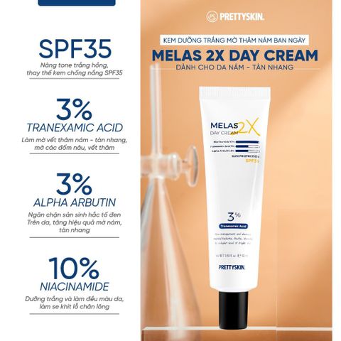 Kem dưỡng ban ngày trắng da, mờ thâm nám, tàn nhang Pretty Skin Melas 2X Day Cream 50ml