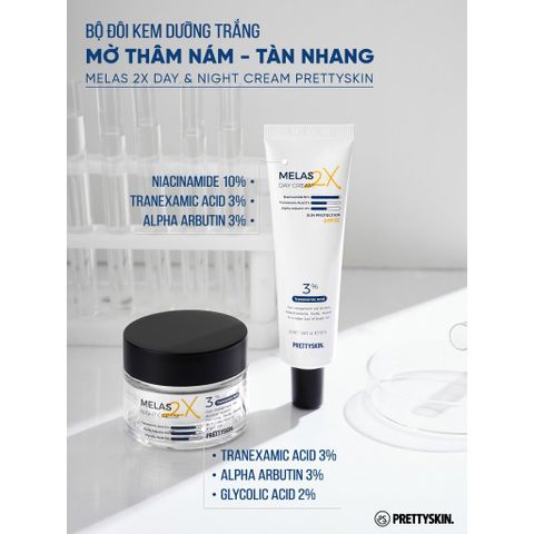 Kem dưỡng ban ngày trắng da, mờ thâm nám, tàn nhang Pretty Skin Melas 2X Day Cream 50ml