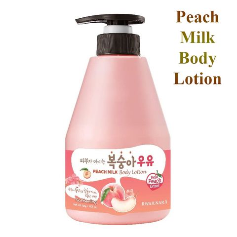 Dưỡng thể hương đào và sữa ong chúa Welcos Kwailnara Milk Body Lotion dưỡng ẩm và tái tạo da Hàn Quốc 560g