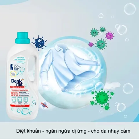 Nước xả khử trùng đồ giặt khử mùi, diệt khuẩn Denkmit nhập khẩu Đức 1.5l
