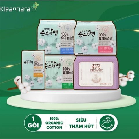 Băng vệ sinh Organic Kleannara Geonganghan Hàn Quốc siêu mềm mại, thấm hút nhanh, không kích ứng