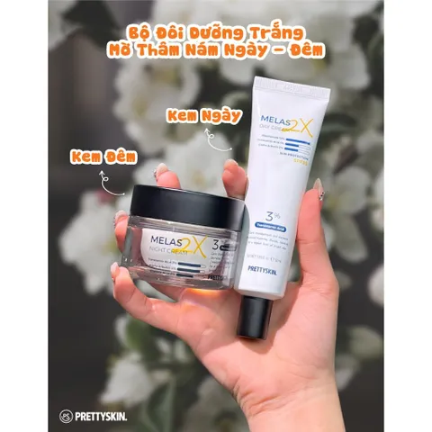 Kem dưỡng trắng da mờ thâm nám, tàn nhang ngày đêm Pretty Skin Melas 2X Cream 50ml
