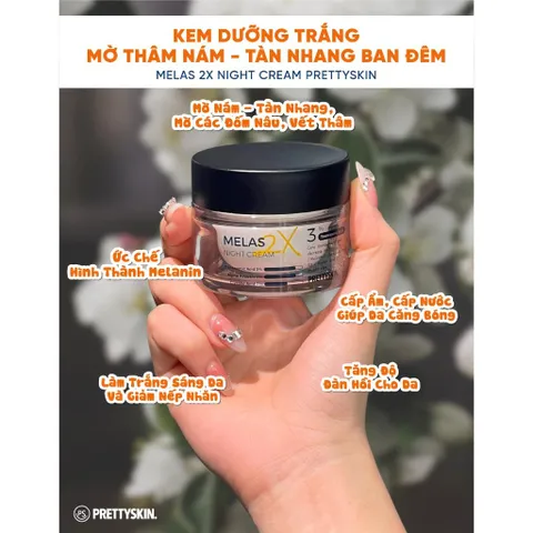 Kem dưỡng trắng da mờ thâm nám, tàn nhang ngày đêm Pretty Skin Melas 2X Cream 50ml