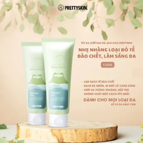 Tẩy Da Chết Chiết Xuất Rau Má Pretty Skin Jeju Cica Peeling Gel 150ml