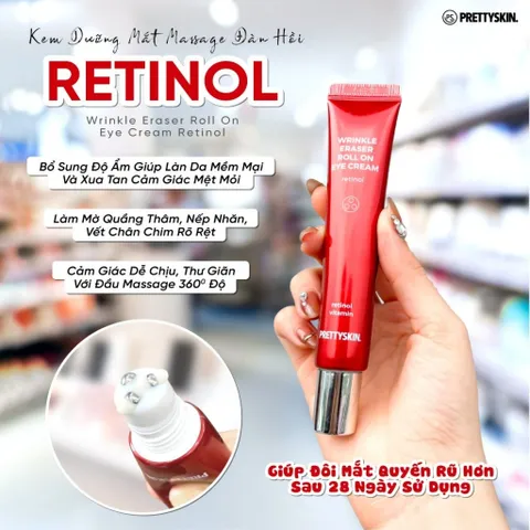 Kem dưỡng giảm thâm, quầng mắt Retinol giảm nhăn Prettyskin Wrinkle eye cream Hàn Quốc 30ml