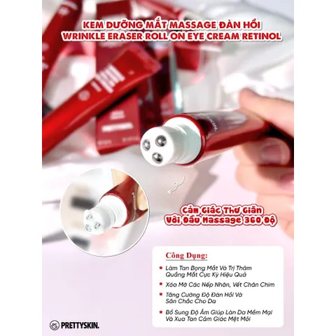 Kem dưỡng giảm thâm, quầng mắt Retinol giảm nhăn Prettyskin Wrinkle eye cream Hàn Quốc 30ml