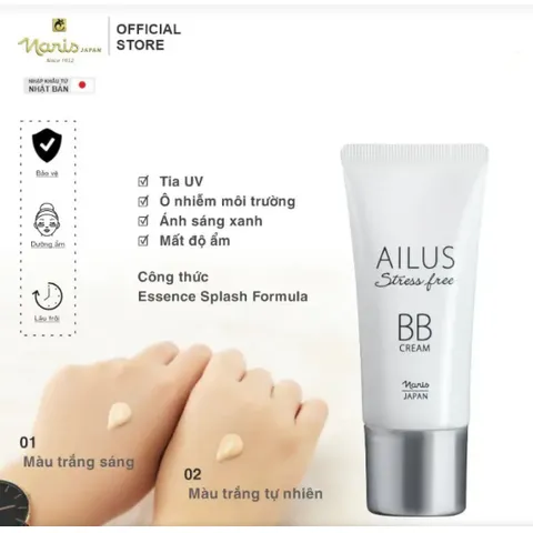 Kem nền trang điểm đa chức năng BB Cream Naris Ailus Stress Free 30g - che khuyết điểm, kiềm dầu