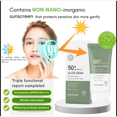 Kem chống nắng Lô hôi dịu da, kiềm dầu Kwailnara Aloe Vera Sun Cream SPF50+ Hàn Quốc 50g
