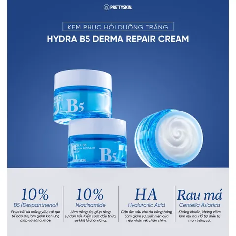Kem dưỡng trắng da B5 Pretty Skin phục hồi và dưỡng sáng Hydra Derma Repair Cream 52ml