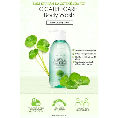 Sữa tắm tinh chất rau má dưỡng da giảm mụn lưng Welcos Around Me Hàn Quốc 500ml