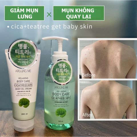 Sữa tắm tinh chất rau má dưỡng da giảm mụn lưng Welcos Around Me Hàn Quốc 500ml