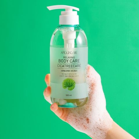 Sữa tắm tinh chất rau má dưỡng da giảm mụn lưng Welcos Around Me Hàn Quốc 500ml