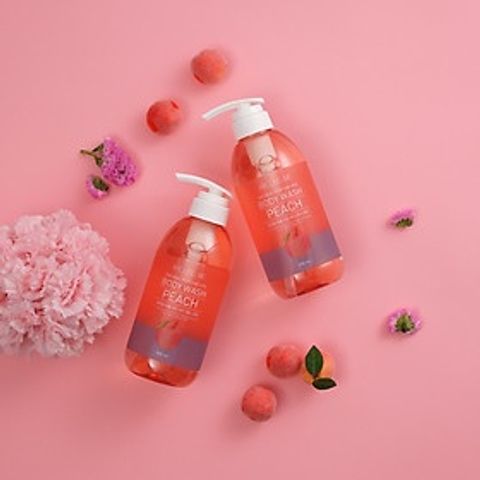 Sữa tắm đào tạo bọt dưỡng trắng hương nước hoa Welcos Aroud Me Body Wash Peach Hàn Quốc 500ml