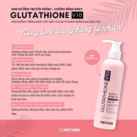 Sữa dưỡng thể trắng da, dưỡng ẩm, nâng tone PrettySkin Glutathione Body Lotion Hàn Quốc 250ml
