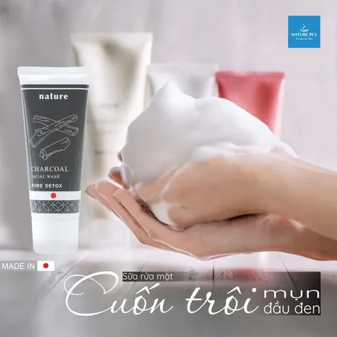 Sữa rửa mặt se khít lỗ chân lông than hoạt tính Naris Charcoal Nature Nhật Bản 100gr