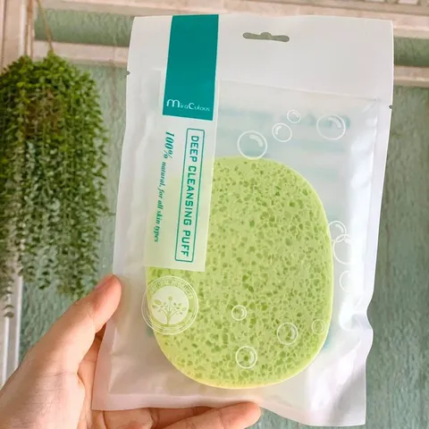 Bông rửa mặt bọt biển tẩy tế bào chết Miraculous xanh Hàn Quốc