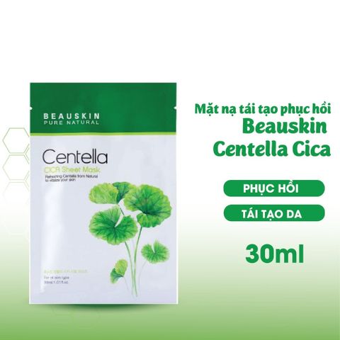 Hộp 5 mặt nạ rau má Beauskin Cica Centella giúp phục hồi, tái tạo, giảm mụn 30mlx5 Hàn Quốc