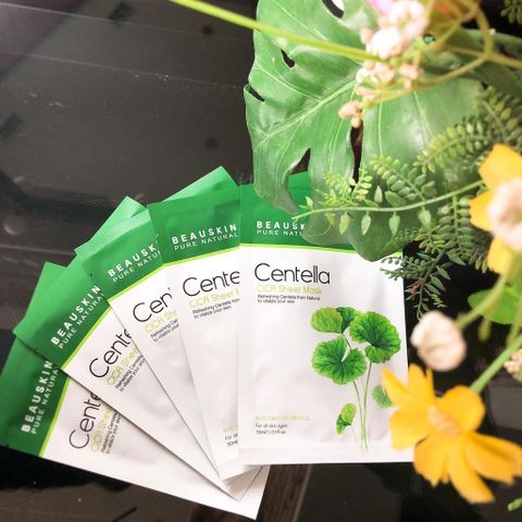 Hộp 5 mặt nạ rau má Beauskin Cica Centella giúp phục hồi, tái tạo, giảm mụn 30mlx5 Hàn Quốc