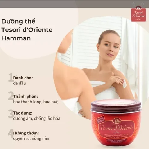 Kem dưỡng thể Hoa Sen Tesori D' Oriente Lotus Flowers nước hoa Italy 300ml