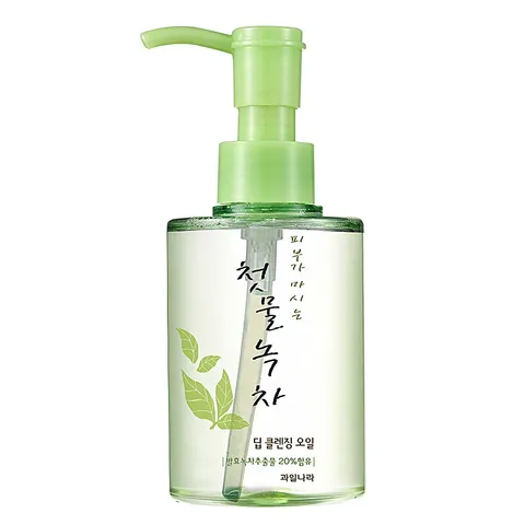 Dầu tẩy trang trà xanh làm sạch bụi bẩn, bã nhờn Welcos Green Tea Deep Cleansing Oil Hàn Quốc 170ml