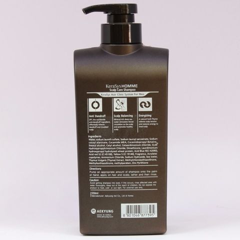Dầu Gội Nam Loại Bỏ Bụi Bẩn, Bã Nhờn, Tạo Nếp Tóc Kerasys Homme Deep Shampoo Hàn Quốc 550ml