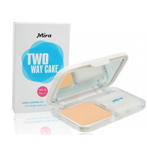 Phấn phủ trang điểm Mira cực mịn, kiềm dầu cực tốt, làm đều màu da Long Lasting UV Two Way Cake 12g