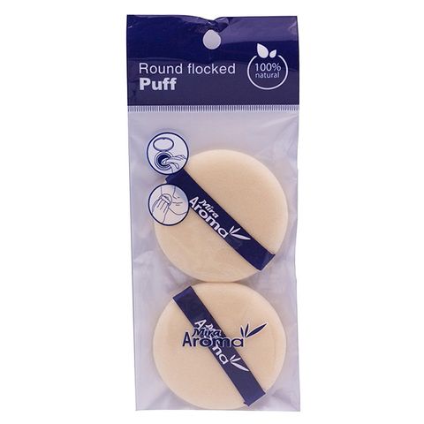 Bông phấn khô tròn siêu mịn Aroma Round Flocked Puff Hàn Quốc (2 x miếng)