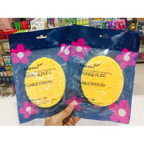 Bông rửa mặt bọt biển Massage Aroma Sponge Puff Hàn Quốc 7g