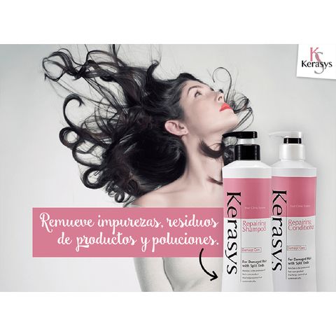 Dầu xả Kerasys Repairing phục hồi độ bóng, tăng cường chống tia UV cho tóc hư tổn, chẻ ngọn 600ml