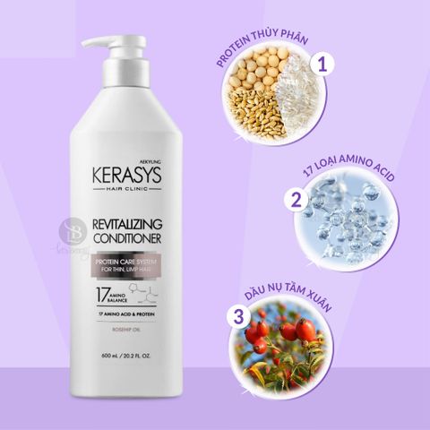 Dầu Gội Xả Kerasys Moisturizing Shampoo cân bằng độ ẩm cho mái tóc khô xơ, dễ gãy rụng 600ml