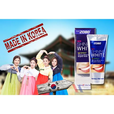 Kem đánh răng tẩy sạch vết ố trên răng 2080 Shining White 3D Effect Hàn Quốc 100g