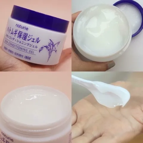 Gel Dưỡng Ẩm Naturie Skin Conditioning Gel Chiết Xuất Hạt Ý Dĩ 180g,  Chiết xuất hạt ý dĩ (Hatomugi) giàu vitamin B1, B12 và axit amin, kết hợp cùng Glycerin giúp nuôi dưỡng và duy trì độ ẩm tự nhiên
