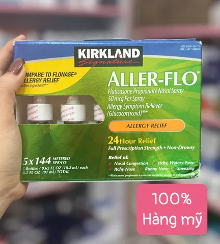 Hàng Mỹ Chính Hãng - Kirkland Signature Aller-Flo Xịt Mũi Dị Ứng  Chai x 144 Lần Xịt xoang
