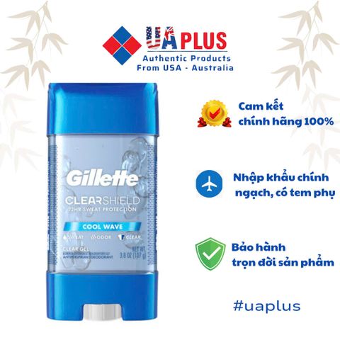 Lăn khử mùi dạng gel Gillette ClearShield Cool Wave 107g hàng Mỹ chính hãng