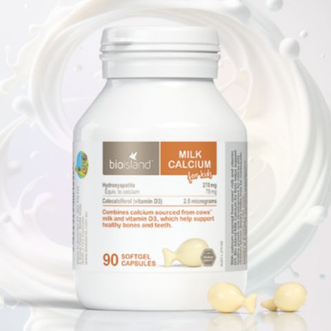 Viên uống BioIsland Milk Calcium for Kids |90 viên| Bổ sung Calci sữa cho trẻ từ 7 tháng tuổi trở lên [S/P nội địa Úc không tem]